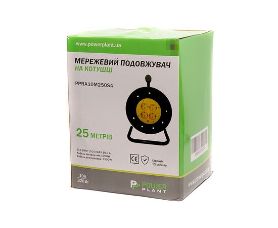 Сетевой удлинитель PowerPlant на катушке 25 м, 4 розетки (JY-2002/25) (PPRA10M250S4), изображение 5 Сетевой удлинитель PowerPlant на катушке 25 м, 4 розетки (JY-2002/25) (PPRA10M250S4), изображение 5