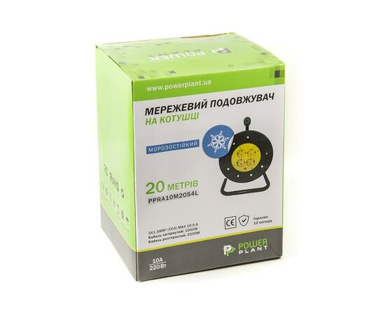 Сетевой удлинитель PowerPlant на катушке 20 м, 4 розетки, морозостойкий (JY-2002/20) (PPRA10M20S4L), изображение 4 Сетевой удлинитель PowerPlant на катушке 20 м, 4 розетки, морозостойкий (JY-2002/20) (PPRA10M20S4L), изображение 4
