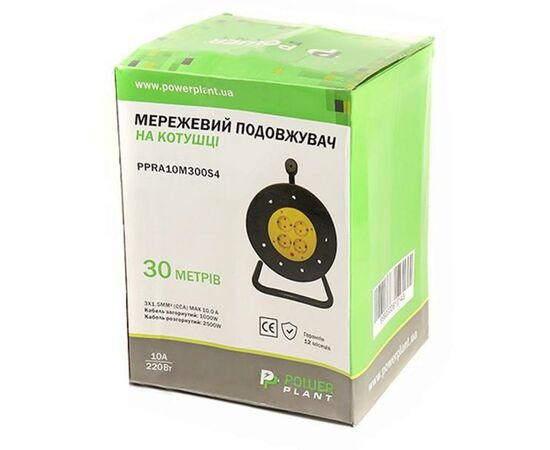 Сетевой удлинитель PowerPlant на катушке 30 м, 4 розетки (JY-2002/30) (PPRA10M300S4), изображение 4 Сетевой удлинитель PowerPlant на катушке 30 м, 4 розетки (JY-2002/30) (PPRA10M300S4), изображение 4