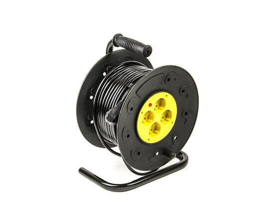 Сетевой удлинитель PowerPlant на катушке 40 м, 4 розетки, морозостойкий (JY-2002/40) (PPRA10M40S4L)