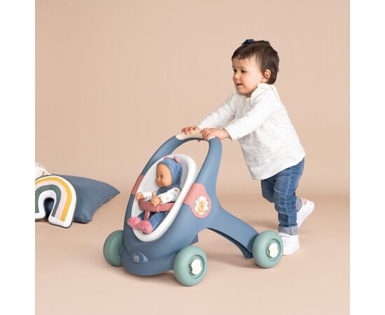Коляска для кукол Smoby Little для прогулок 3в1, с пупсом, синий (140308), изображение 5 Коляска для кукол Smoby Little для прогулок 3в1, с пупсом, синий (140308), изображение 5