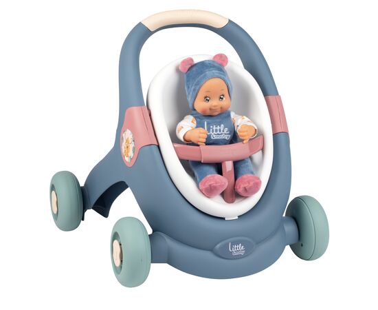 Коляска для кукол Smoby Little для прогулок 3в1, с пупсом, синий (140308)