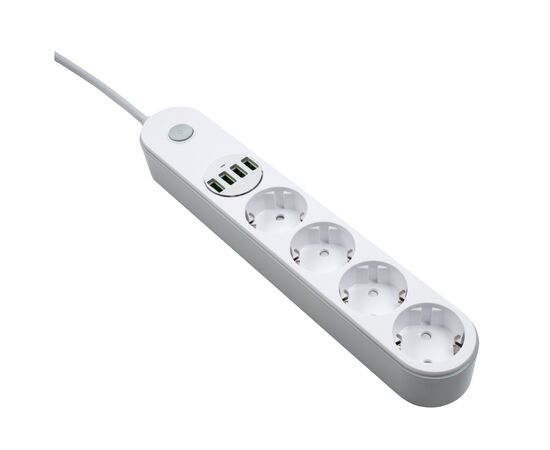 Сетевой фильтр питания ColorWay CW-CHE44W, 4 розетки/4USB White 2M (CW-CHE44W), изображение 3 Сетевой фильтр питания ColorWay CW-CHE44W, 4 розетки/4USB White 2M (CW-CHE44W), изображение 3