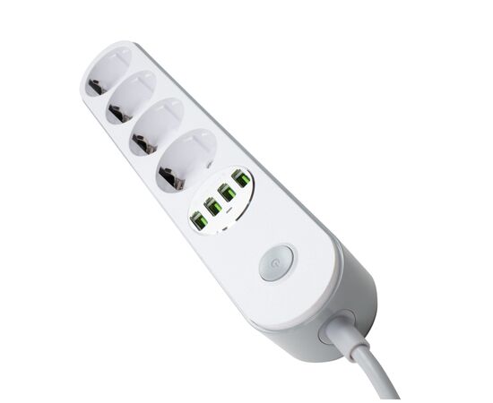 Сетевой фильтр питания ColorWay CW-CHE44W, 4 розетки/4USB White 2M (CW-CHE44W), изображение 5 Сетевой фильтр питания ColorWay CW-CHE44W, 4 розетки/4USB White 2M (CW-CHE44W), изображение 5