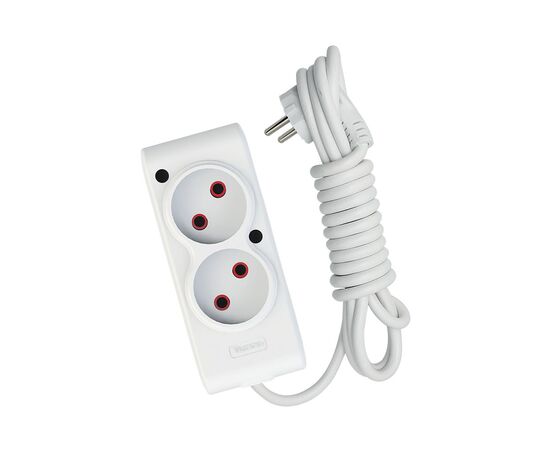 Мережевий подовжувач TECCO 2м 2 поста white (8681277841088)