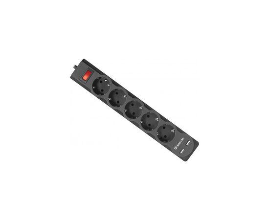 Мережевий фільтр живлення Defender DFS 751, 1.8m, 5роз., 2xUSB (99751)