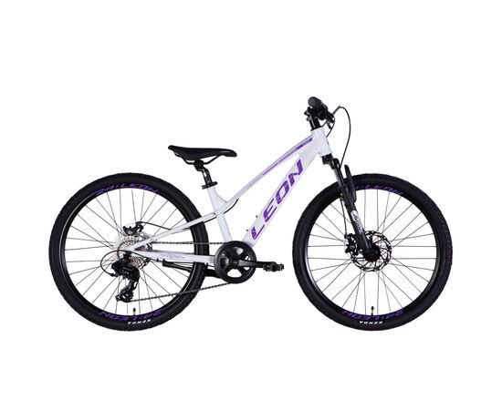 Велосипед Leon 24" JUNIOR DD рама-12" AL 2025 білий з бузковим (OPS-LN-24-115)
