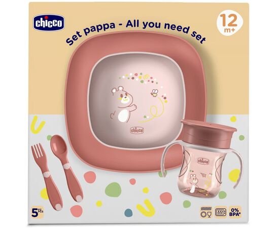 Набор детской посуды Chicco Set Pappa 12 м+ Рожевий (16201.15), изображение 8 Набор детской посуды Chicco Set Pappa 12 м+ Рожевий (16201.15), изображение 8