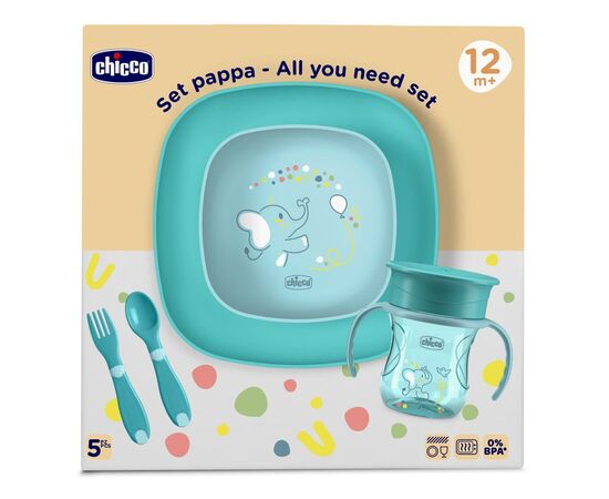 Набор детской посуды Chicco Set Pappa 12 м+ Блакитний (16201.25), изображение 8 Набор детской посуды Chicco Set Pappa 12 м+ Блакитний (16201.25), изображение 8