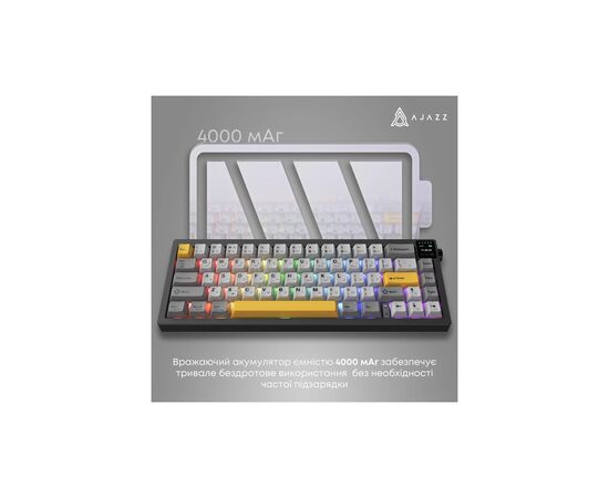 Клавіатура Ajazz AK650 Flying Fish Switch Black RGB USB/Wireless/Bluetooth UA Black (AK650-FF-BGY), зображення 12 Клавіатура Ajazz AK650 Flying Fish Switch Black RGB USB/Wireless/Bluetooth UA Black (AK650-FF-BGY), зображення 12