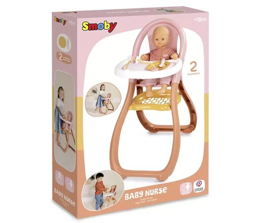 Игровой набор Smoby Стульчик Беби Ньорс. Терракотовая пудра для кормления, 2 аксес., 18 мес. (7600220388), изображение 3