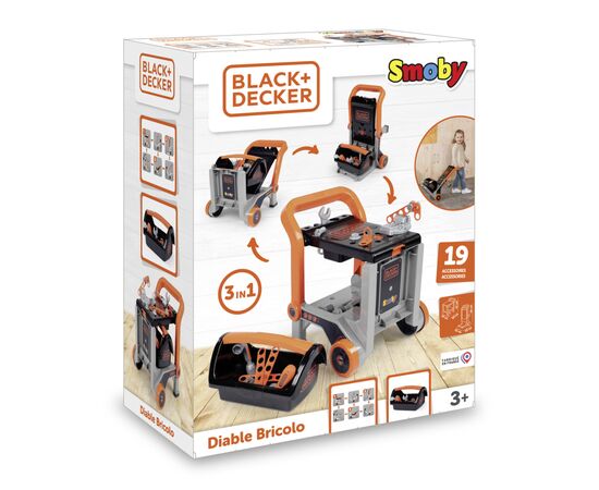 Игровой набор Smoby Блэк + Деккер. Передвижная мастерская 3 в 1, 18 аксессуаров и бокс (360219), изображение 3 Игровой набор Smoby Блэк + Деккер. Передвижная мастерская 3 в 1, 18 аксессуаров и бокс (360219), изображение 3