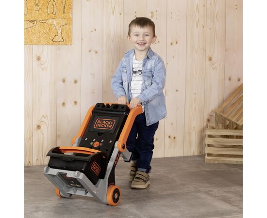 Игровой набор Smoby Блэк + Деккер. Передвижная мастерская 3 в 1, 18 аксессуаров и бокс (360219), изображение 5 Игровой набор Smoby Блэк + Деккер. Передвижная мастерская 3 в 1, 18 аксессуаров и бокс (360219), изображение 5