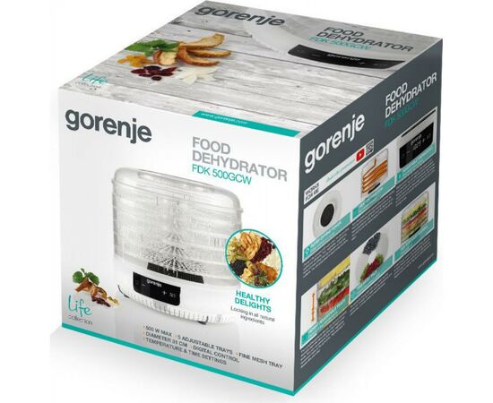 Сушка для овощей и фруктов Gorenje FDK 500 GCW (FDK500GCW), изображение 3 Сушка для овощей и фруктов Gorenje FDK 500 GCW (FDK500GCW), изображение 3