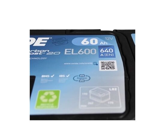 Аккумулятор автомобильный EXIDE START-STOP EFB 60A (EL600), изображение 6 Аккумулятор автомобильный EXIDE START-STOP EFB 60A (EL600), изображение 6