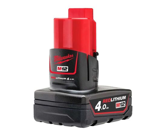 Аккумулятор к электроинструменту Milwaukee Li-Ion, M12 B4, 4Ah (4932430065), изображение 2 Аккумулятор к электроинструменту Milwaukee Li-Ion, M12 B4, 4Ah (4932430065), изображение 2
