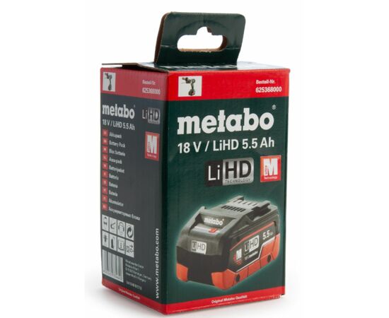Аккумулятор к электроинструменту Metabo LIHD 18V, 5.5Ah, 0.98кг (625368000), изображение 4 Аккумулятор к электроинструменту Metabo LIHD 18V, 5.5Ah, 0.98кг (625368000), изображение 4