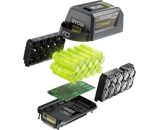 Аккумулятор к электроинструменту Ryobi Max Power RY36B80B High Energy, 36V, 8Ah, 1.88кг (5133005911), изображение 3 Аккумулятор к электроинструменту Ryobi Max Power RY36B80B High Energy, 36V, 8Ah, 1.88кг (5133005911), изображение 3
