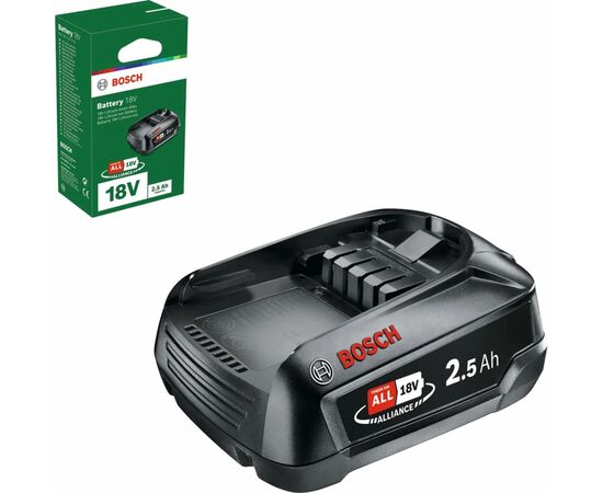 Акумулятор до електроінструменту Bosch PBA, 18V, 2.5Ah, 0.3кг (1.600.A00.5B0), зображення 4 Акумулятор до електроінструменту Bosch PBA, 18V, 2.5Ah, 0.3кг (1.600.A00.5B0), зображення 4