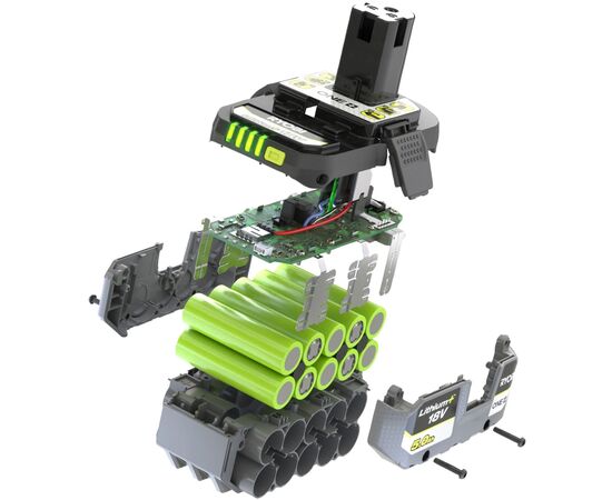 Аккумулятор к электроинструменту Ryobi ONE+ RB1850X 18V, 5Ah, 0.7кг (5133005287UNP), изображение 7 Аккумулятор к электроинструменту Ryobi ONE+ RB1850X 18V, 5Ah, 0.7кг (5133005287UNP), изображение 7