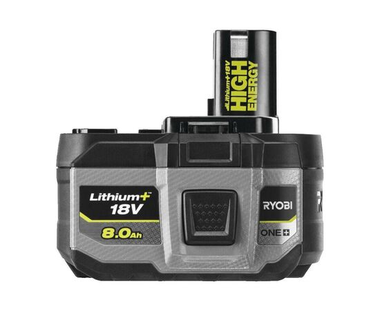 Аккумулятор к электроинструменту Ryobi ONE+ RB1880T High Energy Lithium+, 18V, 8Ah, 1.3кг (5133006264), изображение 4 Аккумулятор к электроинструменту Ryobi ONE+ RB1880T High Energy Lithium+, 18V, 8Ah, 1.3кг (5133006264), изображение 4
