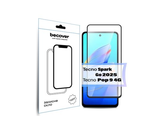 Стекло защитное BeCover Tecno Spark Go 2025/ Pop 9 4G (KL4h) Black (713682)