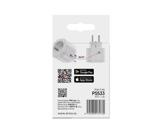 Умная розетка WIFI P5533 GoSmart, ZigBee 3.0, IP44 EMOS (P5533), изображение 10 Умная розетка WIFI P5533 GoSmart, ZigBee 3.0, IP44 EMOS (P5533), изображение 10