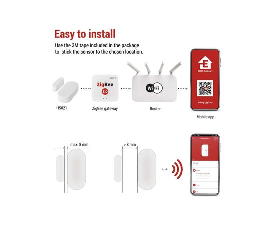 Датчик відкриття EMOS H5021 ZigBee (H5021), зображення 9 Датчик відкриття EMOS H5021 ZigBee (H5021), зображення 9