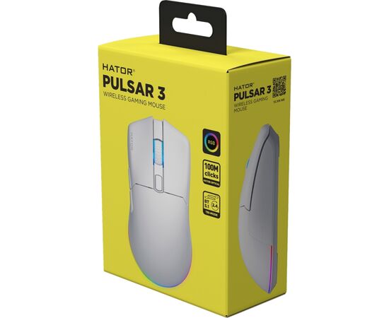 Мышка Hator Pulsar 3 Wireless White (HTM631), изображение 6 Мышка Hator Pulsar 3 Wireless White (HTM631), изображение 6