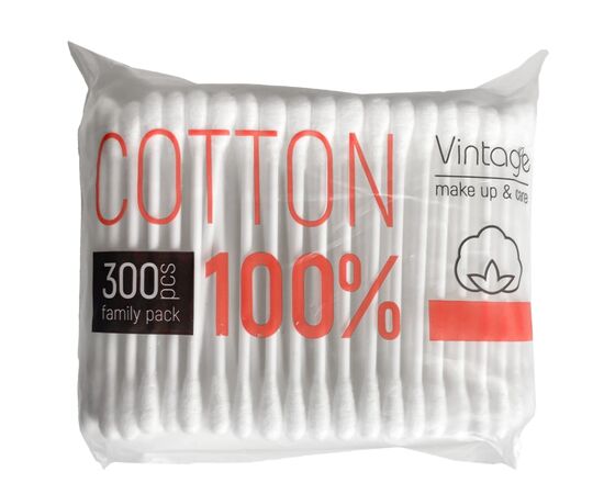 Ватные палочки Vintage Cotton В полиэтиленовой упаковке 300 шт. (4823098414605)