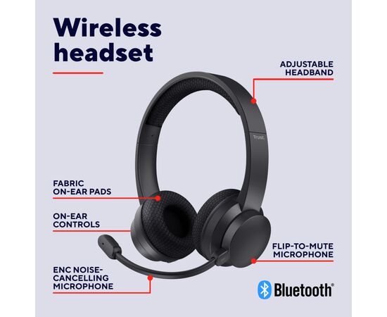 Наушники Trust Ayda Wireless ENC Black (25463), изображение 10