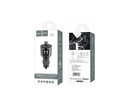 FM модулятор HOCO E19, Black, Box, изображение 3 FM модулятор HOCO E19, Black, Box, изображение 3