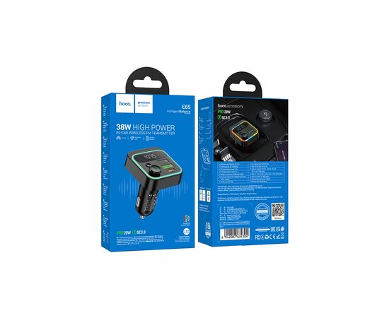 FM модулятор HOCO E85, Black, Box, изображение 2 FM модулятор HOCO E85, Black, Box, изображение 2