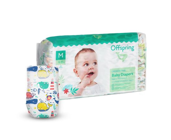 Подгузники Offspring Willy the Whale, розмір M, 6-10 кг, 42 шт. (DP-OI-FAT-M42P-WTW)