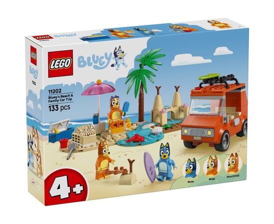 Конструктор LEGO Bluey Пляж и семейная поездка на автомобиле Блуи (11202)