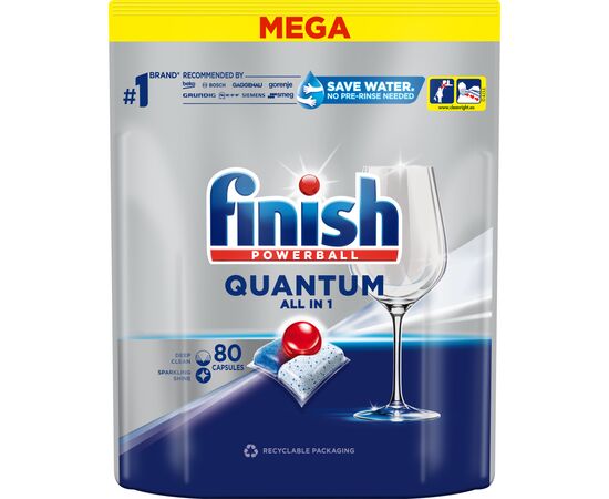 Таблетки для посудомоечных машин Finish Quantum All in 1 80 шт. (5908252011490)
