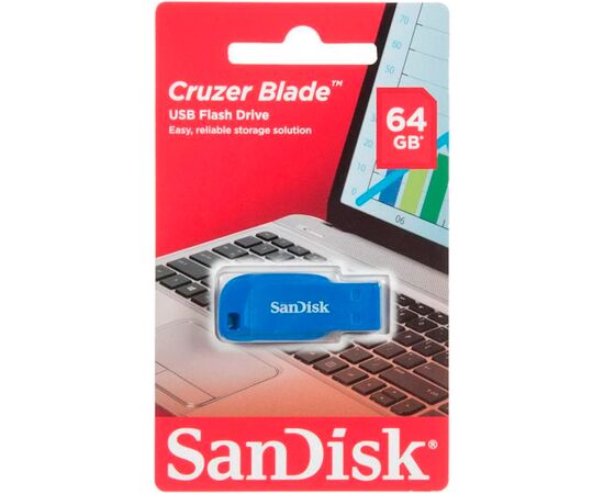 USB флеш накопичувач SanDisk 64GB Cruzer Blade Electric Blue USB 2.0 (SDCZ50C-064G-B35BE), зображення 3 USB флеш накопичувач SanDisk 64GB Cruzer Blade Electric Blue USB 2.0 (SDCZ50C-064G-B35BE), зображення 3