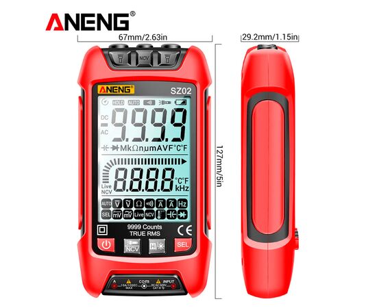 Цифровий мультиметр ANENG AN-SZ02, V, A, R, C, T, F (AN-SZ02), зображення 3 Цифровий мультиметр ANENG AN-SZ02, V, A, R, C, T, F (AN-SZ02), зображення 3