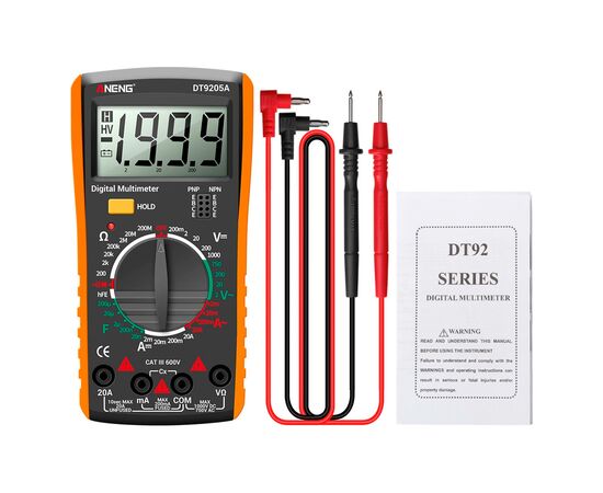 Цифровий мультиметр ANENG DT9205A, V, A, R, C, T, функція hFE (DT9205A), зображення 2 Цифровий мультиметр ANENG DT9205A, V, A, R, C, T, функція hFE (DT9205A), зображення 2