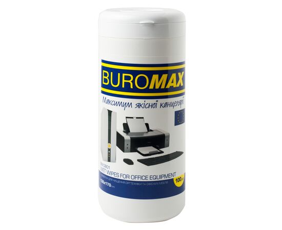 Салфетки Buromax Wet wipes for OFFICE Equipment 100pcs, tube (BM.0801)
