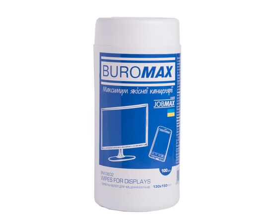 Серветки Buromax JOBMAX Wet wipes for DISPLAYS 100pcs, tube (BM.0802)