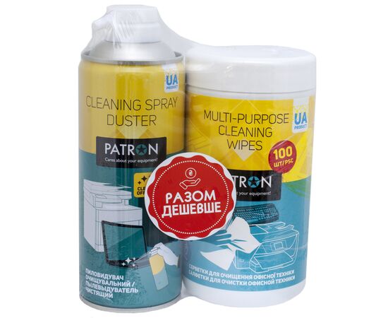 Чистящий сжатый воздух Patron spray duster 400ml F3-020 + wipes F3-028 (CS-PN-BUNDL-2)