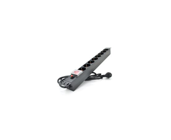 Силовой блок 19" 8 розеток, кабель 1.8м, выключатель, алюм. корпус Pipo (PP8PDUBTGR)
