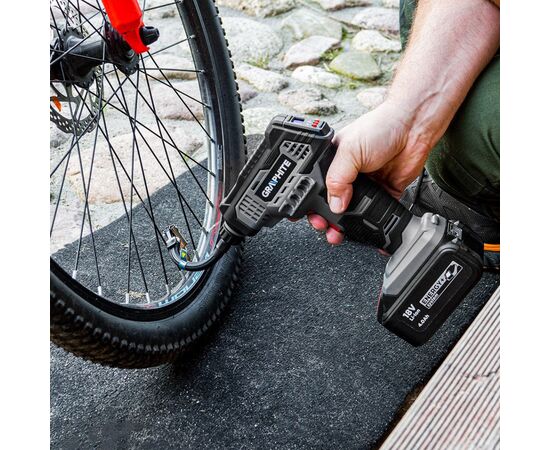 Автомобильный компрессор Graphite Energy+ 18V, 7бар (без АКБ и ЗУ) (58G041), изображение 3 Автомобильный компрессор Graphite Energy+ 18V, 7бар (без АКБ и ЗУ) (58G041), изображение 3