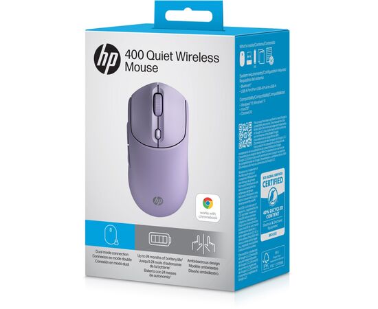 Мишка HP 400 Quiet Wireless/Bluetooth Purple (AZ7B7AA), зображення 12 Мишка HP 400 Quiet Wireless/Bluetooth Purple (AZ7B7AA), зображення 12