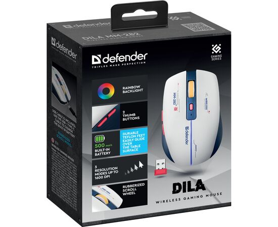 Мышка Defender Dila MM-282 Wireless White/Blue (52282), изображение 4 Мышка Defender Dila MM-282 Wireless White/Blue (52282), изображение 4