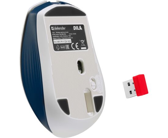 Мышка Defender Dila MM-282 Wireless White/Blue (52282), изображение 7 Мышка Defender Dila MM-282 Wireless White/Blue (52282), изображение 7