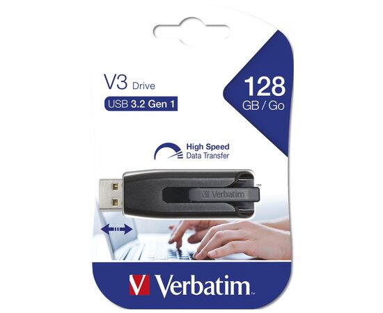 USB флеш накопичувач Verbatim 128GB Store 'n' Go V3 Black USB 3.0 (49189), зображення 5 USB флеш накопичувач Verbatim 128GB Store 'n' Go V3 Black USB 3.0 (49189), зображення 5