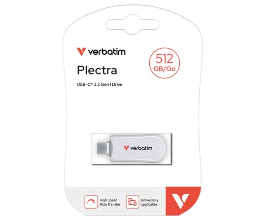 USB флеш накопитель Verbatim 512GB Plectra White USB-C (30231), изображение 2 USB флеш накопитель Verbatim 512GB Plectra White USB-C (30231), изображение 2