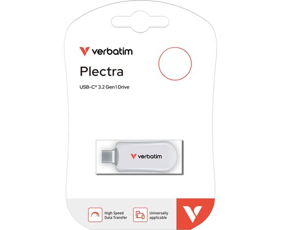 USB флеш накопитель Verbatim 256GB Plectra White USB-C (30230), изображение 2 USB флеш накопитель Verbatim 256GB Plectra White USB-C (30230), изображение 2